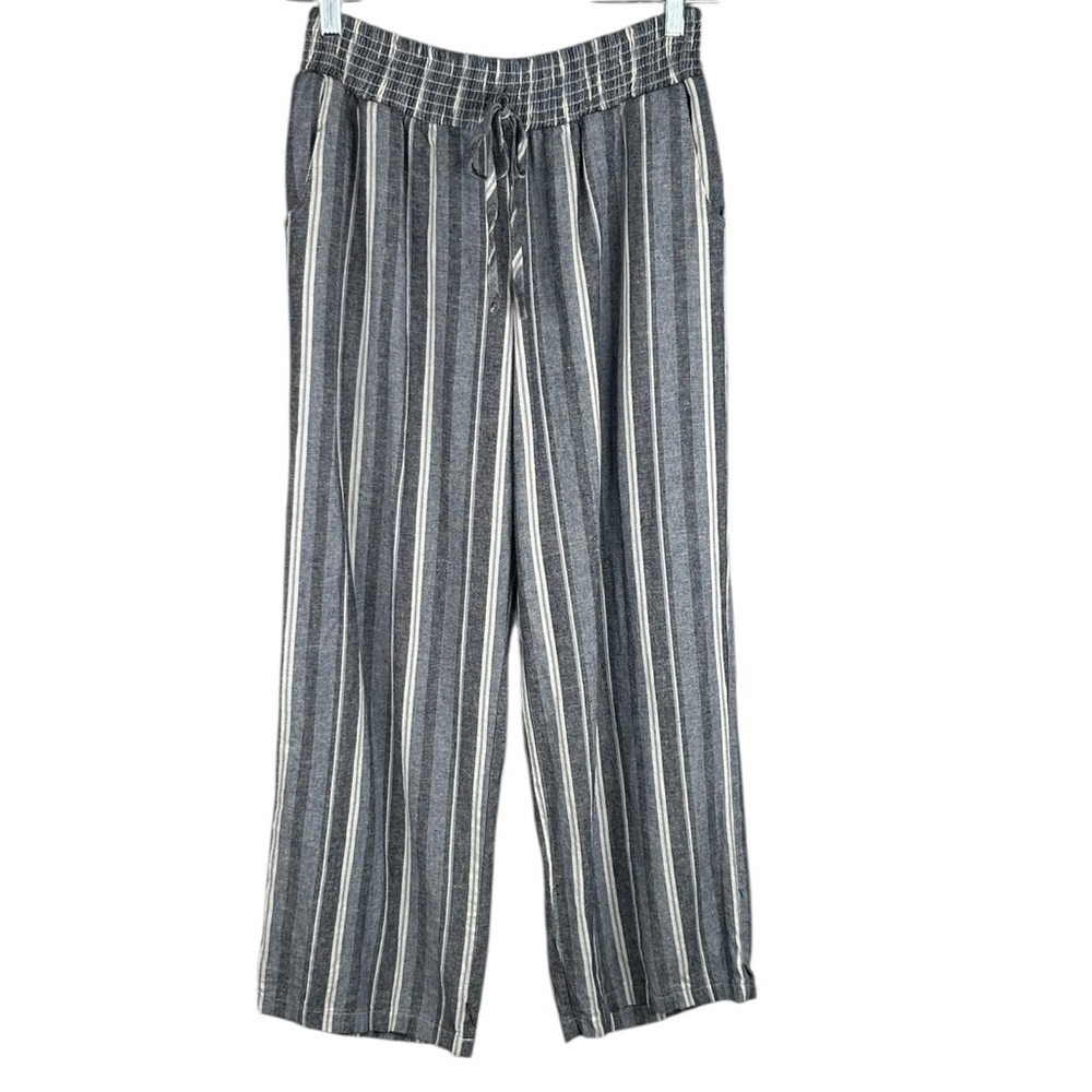Maurices Blue & White Striped‎ Linen Rayon Blend Boho Vacation Pants Size Medium